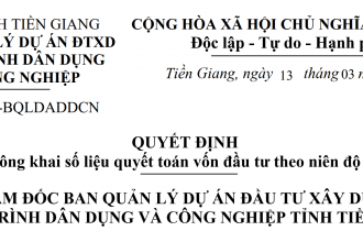 Quyết định về việc công khai số liệu quyết toán vốn đầu tư theo niên độ năm 2023